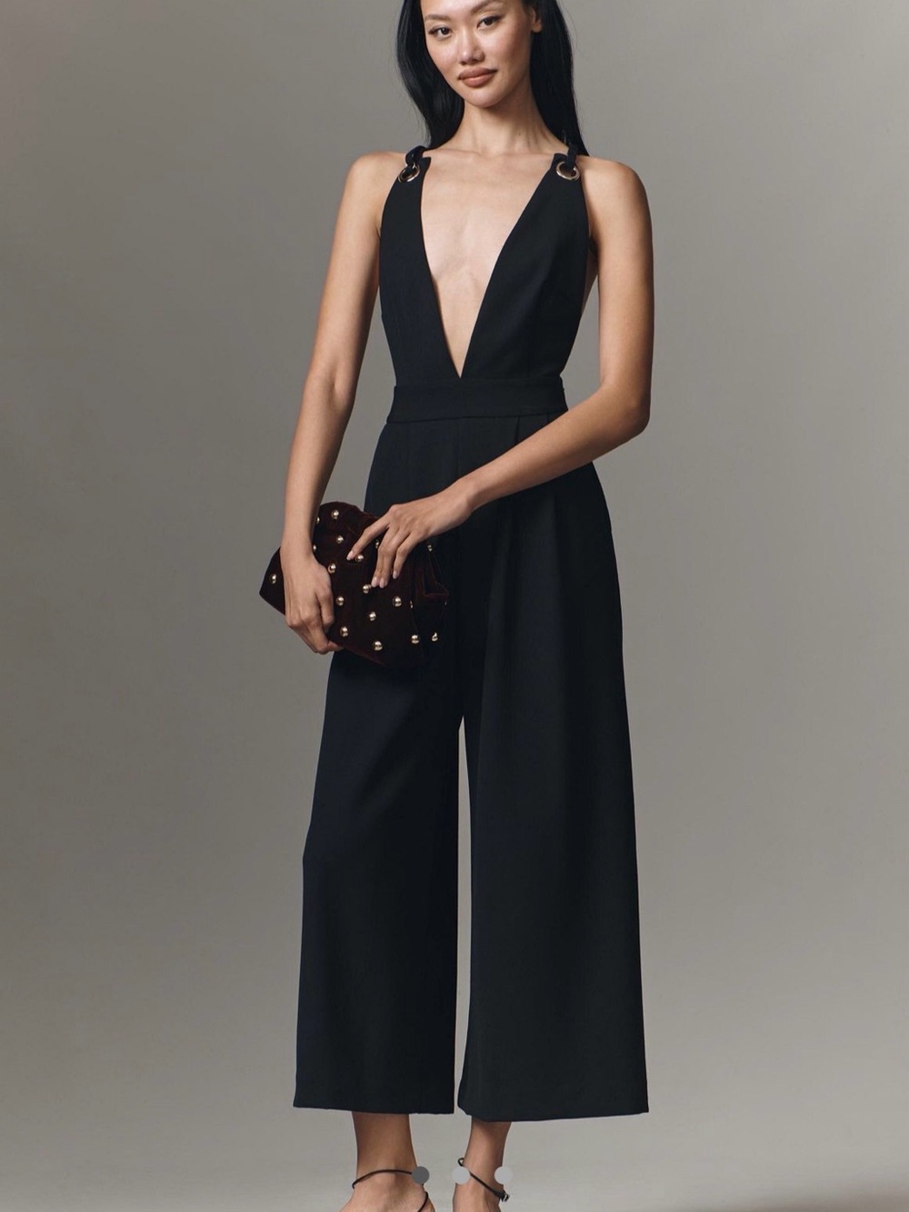 Maeve Sleeveless Deep V Wide-leg Jumpsuit